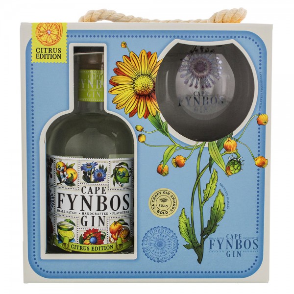 Cape Fynbos Gin Citrus Edition Geschenkpackung mit Glas 0,50Ltr. Flasche 43% Vol.