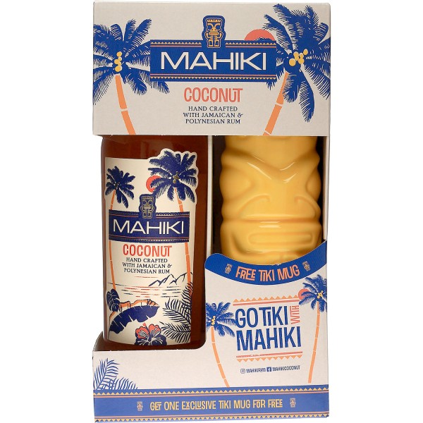 Mahiki Coconut Rum Geschenkset mit Tiki Mug 0,70 Ltr. Flasche, 21% vol.