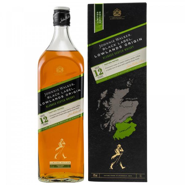 Johnnie Walker Black Label 12 Jahre Lowland Origin 42% Vol. 1,0 Ltr. Flasche Whisky