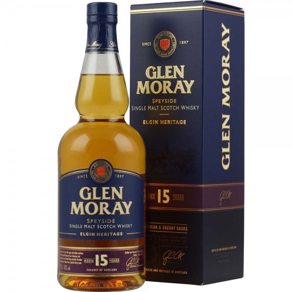 Glen Moray 15 Jahre Malt Scotch Whisky 40% Vol. 0,7 Ltr. Flasche
