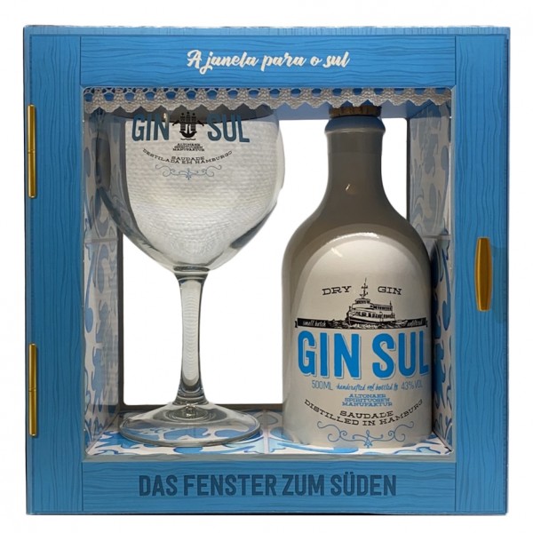 Gin Sul Dry Gin Geschenkset mit Ballonglas 43% Vol. 0,5 Ltr. Flasche