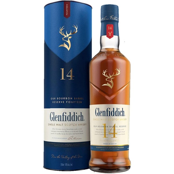 Glenfiddich 14 Jahre Bourbon Barrel Reserve 0,70 Ltr. Flasche, 43% vol. Whisky
