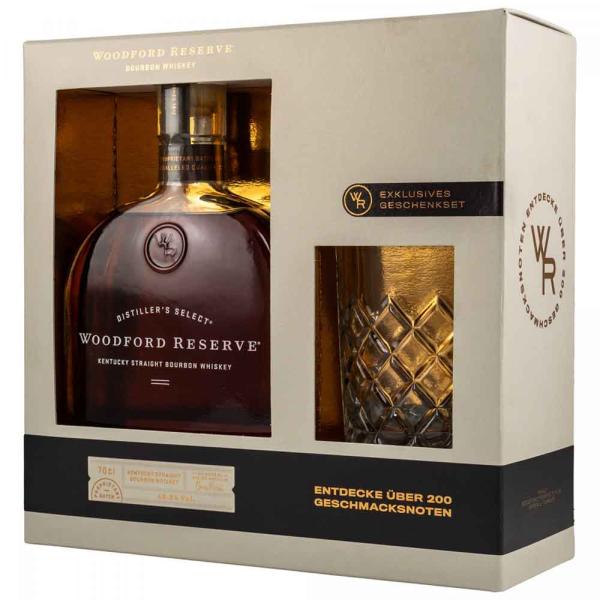 Woodford Reserve mit Crystal Tumbler 43,2% Vol. 0,7 Ltr. Flasche Whisky