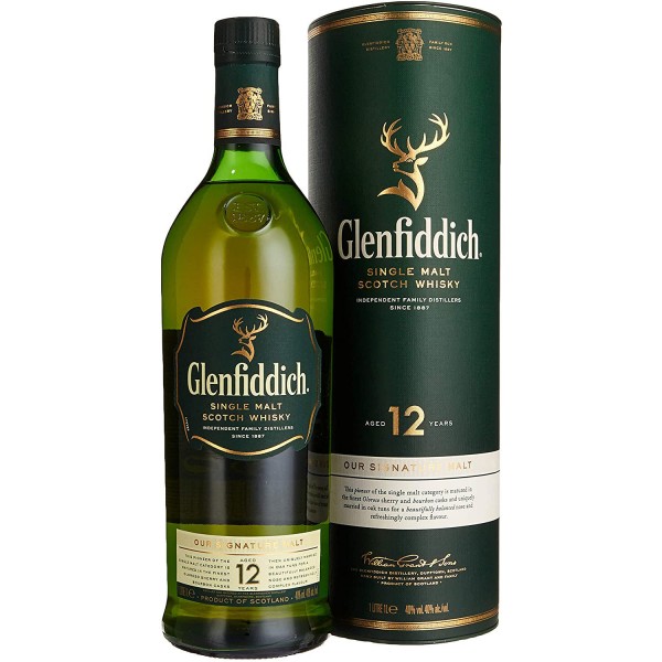 Glenfiddich 12 Jahre Single Malt Whisky 1,00 Ltr. Flasche, 40% vol.
